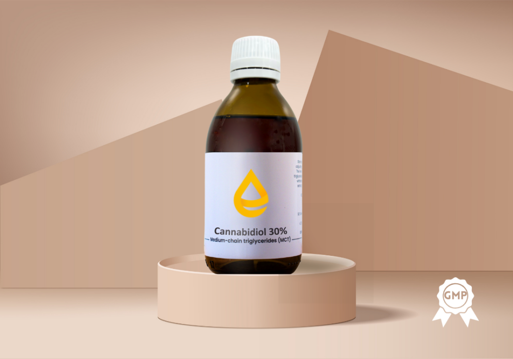 Medium-purity cannabidiol (30% CBD) with GMP certification.